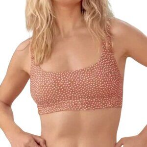 Women's XL NWT Aerie Brown with Pink and White Polka Dot Scoop Neck Bikini Top